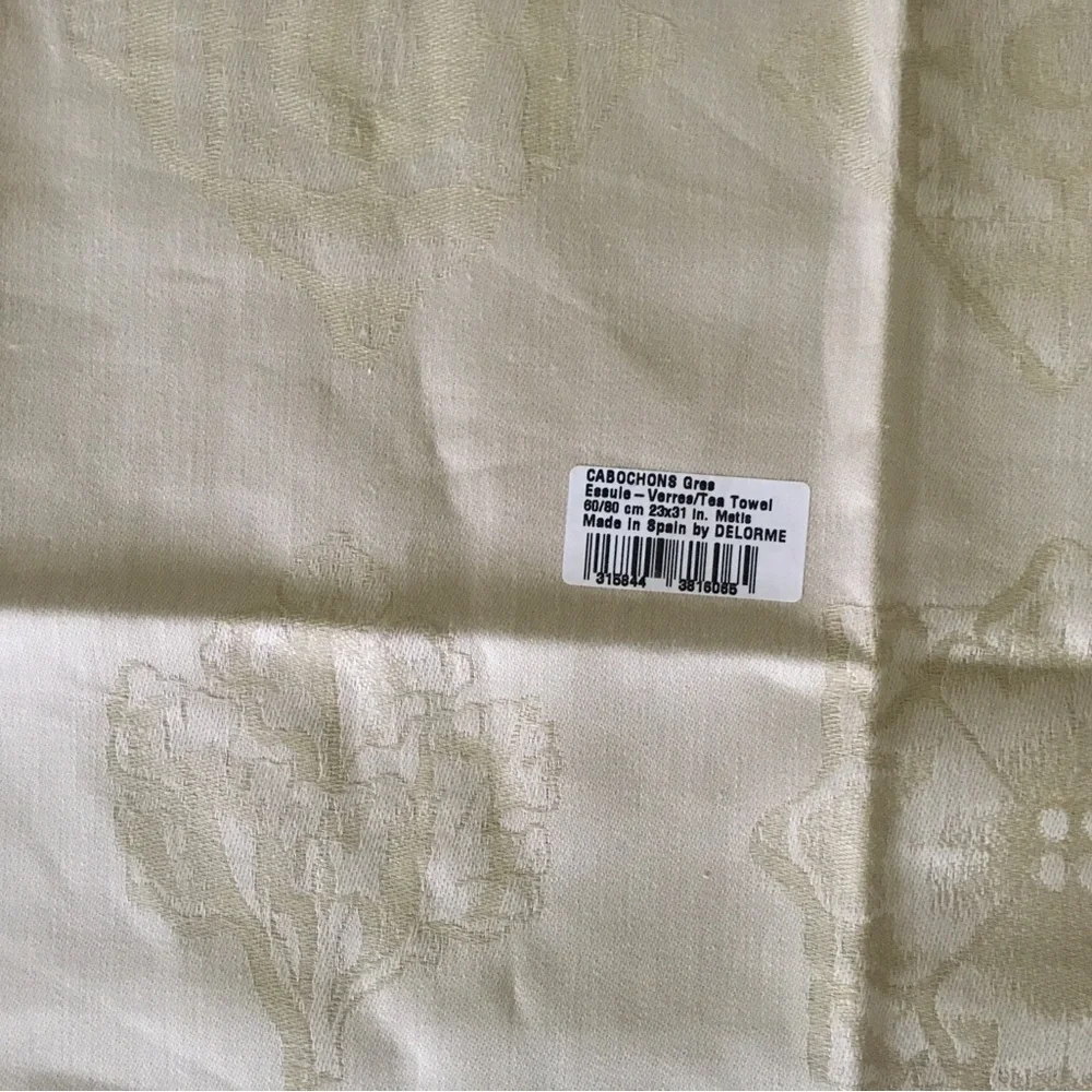 Yves Delorme linen tea towel NWT olive color